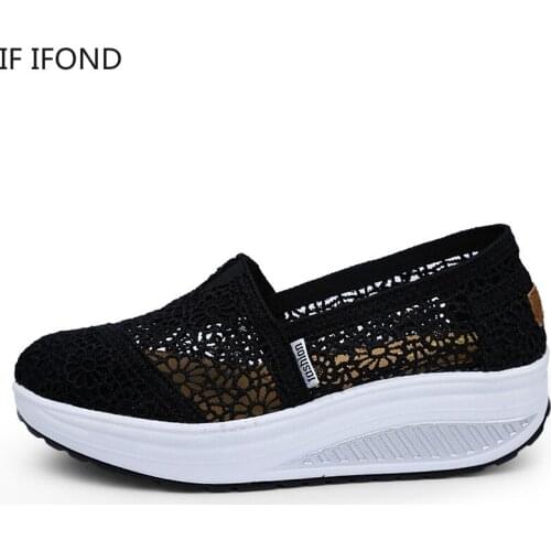 IF IFOND Womens flat Shoes Ladies weaving mesh breathable wedges Loafers Soft Nurse Ballerina Shoes