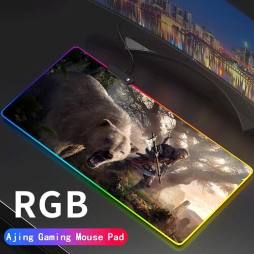 Custom DIY Pattern Large Assassins Creed RGB Gaming Mouse Pad Anti-Slip Rubber Base Computer Keyboard LED MousePad For PC Desk