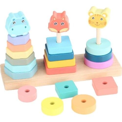Animal Pile Building Block Toys Animal Shape Matching Building Block Toy Education Toys Early Childhood Education Wooden Toys