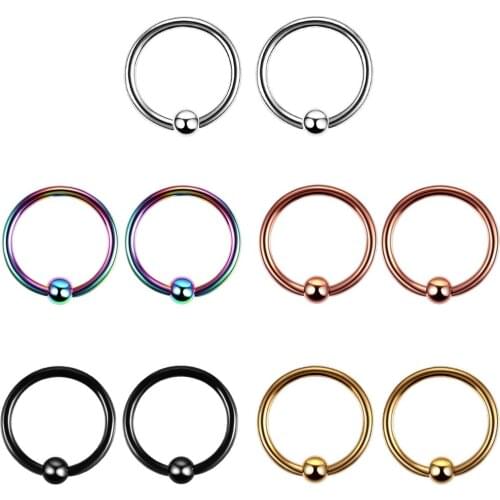 1PCS Medical Stainless Steel Hoop Nose Ring Labret Ear Tragus Cartilage Daith Helix Earring Stud Body Piercing Jewelry