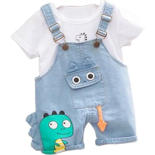 Fashion Sports Summer Baby Girl Clothes Children Boys Cotton T Shirt Overalls 2Pcs/sets Toddler Costume Kids Cartoon Tracksuit
