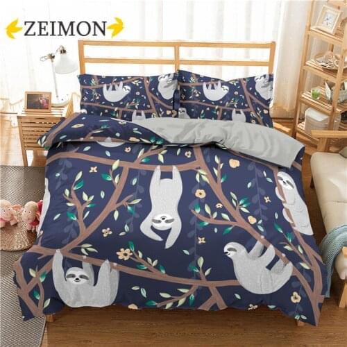 ZEIMON Cartoon Bedding Set 3D Sloth Printed Duvet Cover Set 2/3pc Bedclothes With Pillowcase Bedspreads For Home Textiles