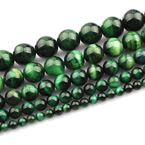 4-14mm Round Green Tiger Eye Stone Beads Natural Gem Stone Beads For Jewelry Making Beads Bracelets For Women 15'' DIY Beads