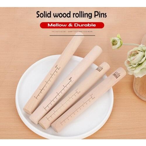 Large Size Kitchen Wooden Rolling Pin Dough Roller Pasta Baking Cake Pizza Cooking Tools Accessories Kneading stick With Scale