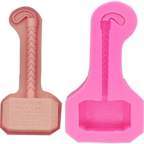 M0381 3D Thor Hammer Design Fondant Silicone Cake Molds Tools Soap Chocolate Mould Bakeware Tools