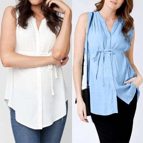 Women Maternity Tank Tops Pregnancy Sleeveless Tees Pregnant Shirts with Nursing Solid Breastfeeding Summer Striped Blouse