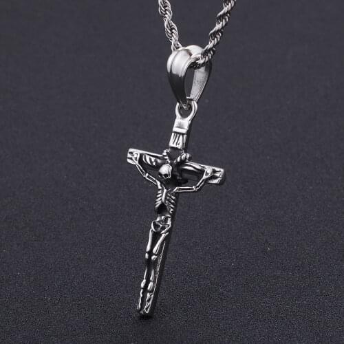 Skull Cross Stainless Steel Pendant Necklace For Men Fashion Personality Hiphop/Rock Punk Metal Necklace For Male jewelry