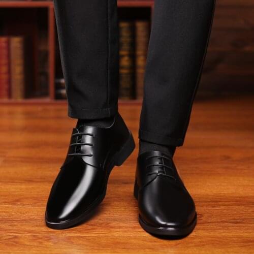 Mazefeng Retro Bullock Design Men Business Formal Shoes Classic Pointed Toe Leather Shoes Men Oxford Dress Shoes Big Size 38-44