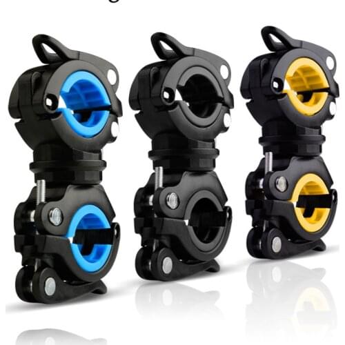 【New store 】 Bike Cycling 360 Rotating Light Double Holder LED Front Flashlight Lamp Pump Handlebar Holder Bicycle Accessories