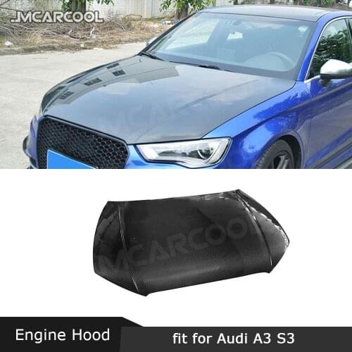 Carbon Fiber Car Front Engine Hood Bonnet Cap Trim Cover For Audi A3 S3 2013 -2018 Car Styling