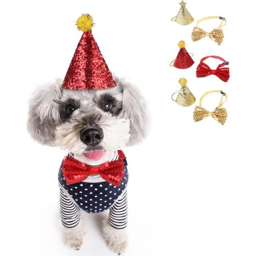 Pet Birthday Party Hat Teddy Dogs Cat Bow Tie Flower Design Cosplay Costume Accessory Headwear Pets Products