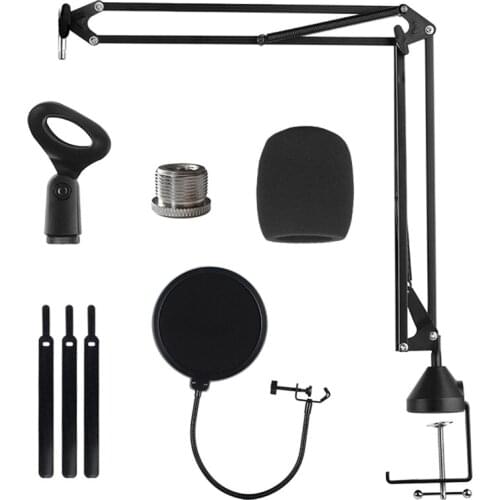 Microphone Stand Suspension Boom Scissor Arm Stands with 3/8-5/8 Screw / Table Mounting Clamp / Filter / Clip Holder