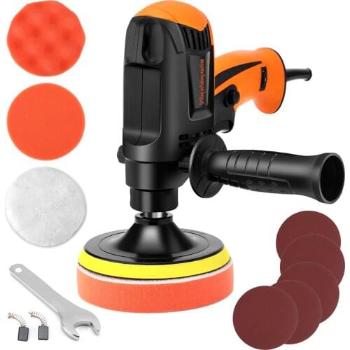 5 Inch Car Polisher 6 Adjustable Speed 850-3200 PRM with 4 Pads,Detachable Handle,Sandpaper for Cars,Furniture Polishing