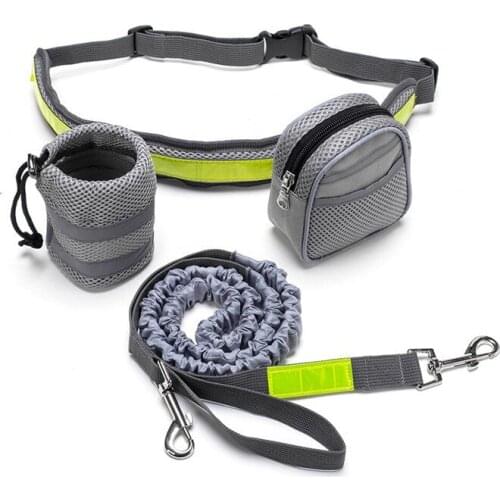 Hands Free Running Dog Leash Elastic Belt Lead Sports Jogging Walking Pet Collar Rope Waist Dog Leash Set
