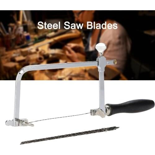 Adjustable Black Handle Sawbow U-shape Hacksaw Small Pull Flower Saw DIY Hand Tools with 12pcs Spiral Sawblades for Jeweler Tool