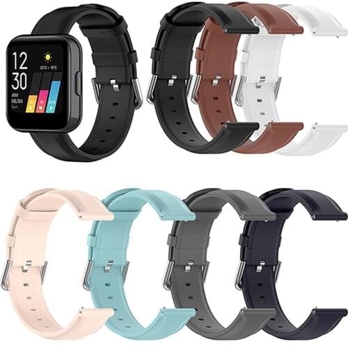 20MM Round Tail Genuine Leather Strap Wristwatch Band Bracelet Belt for Realme Watch Part