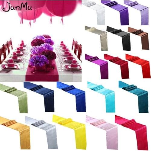5PCS Satin Table Runners Wedding Party Event Decor Supply Satin Fabric Chair Sash Bow Table Cover Tablecloth 30cm*275cm