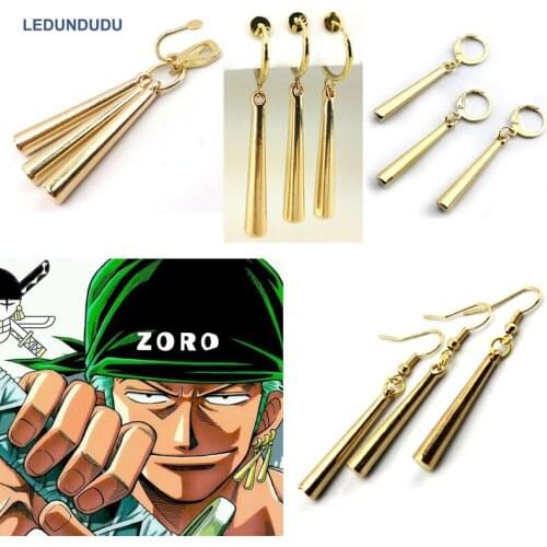 4 styles Anime One Piece Pirate Hunter Roronoa Zoro Cosplay Accessories Ear Drop Dangle Earrings Set Ear Nail Clip set