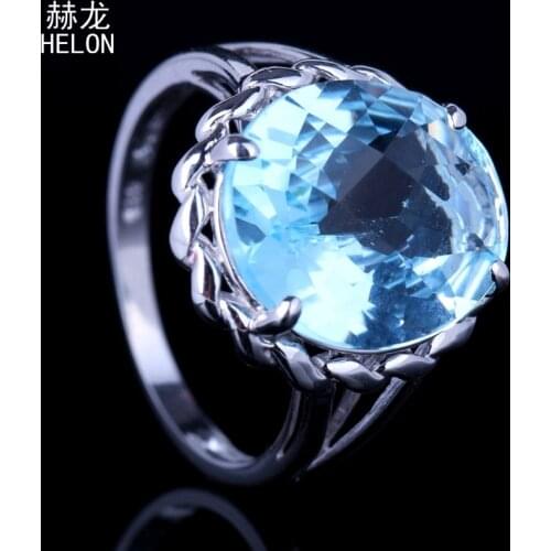 925 Sterling Silver Huge ! 8.341ct Genuine Genuine Blue Topaz Solitaire Engagement Women Trendy Jewelry unique Ring Oval 13x11mm