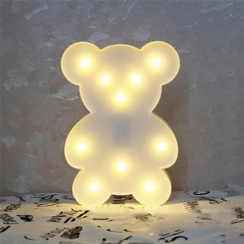 Mycyk new LED small bear shaped lamp Battery Powered Night Lamp Home bedroom Decoration baby sleeping light Ins hot style indoor