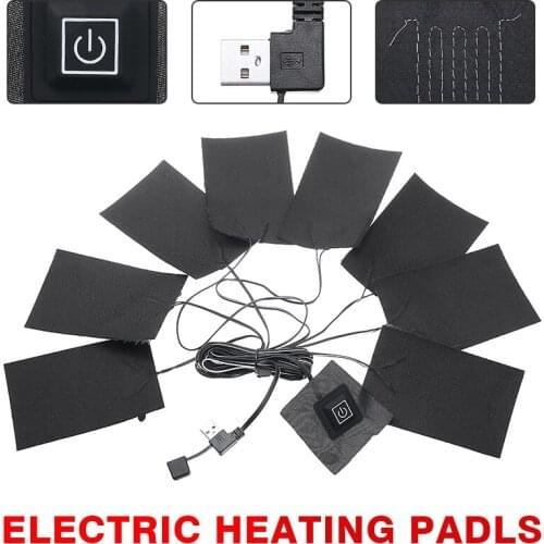 1-to-8 5V Safe Heating Warmer Pad Fiber Thermal Piece Winter Clothes Warm Camp Jacket Coat Vest USB Heating Adjustable
