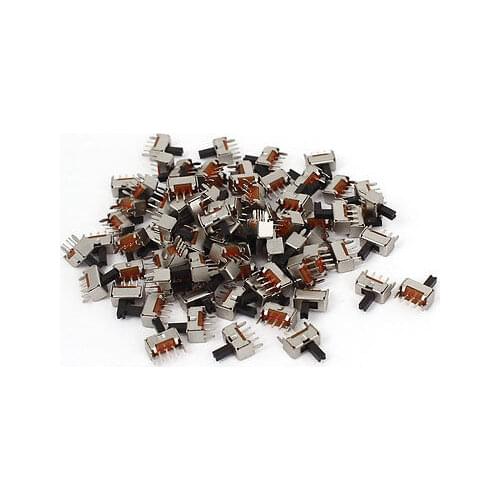 100pcs ON/OFF 1P2T 3-Terminals DIP Through Hole Horizontal Slide Power Switch SS12D07
