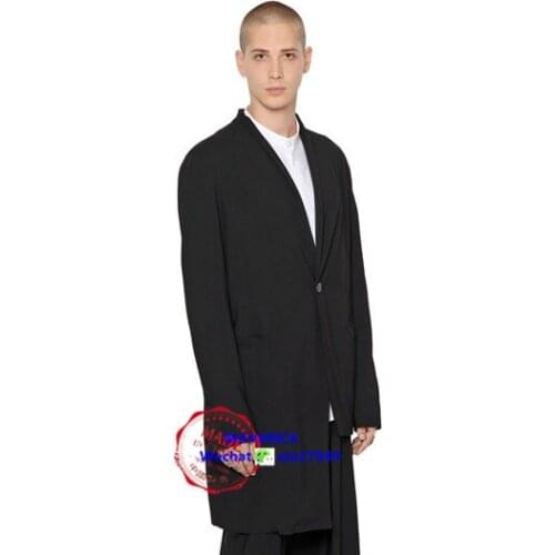 S-6XL!!2019 men New spring and summer loose irregular bottom coat casual suit decadent personality trench coat