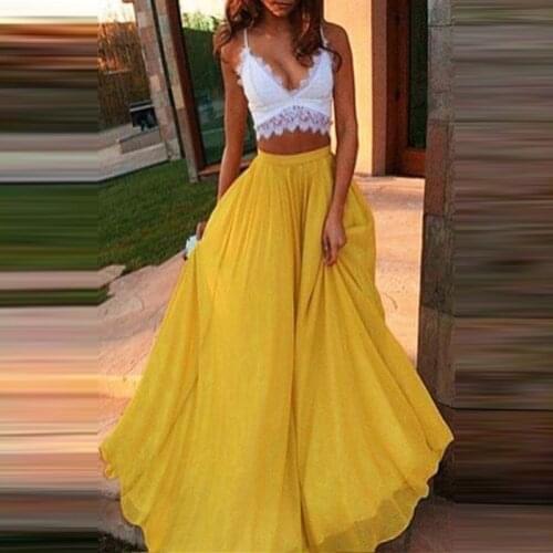 Women Skirt High Waist Big Hem A-Line Swing Skirt Casual Loose Holiday Party Fashion Maxi Long Skirts Solid Color Female Faldas