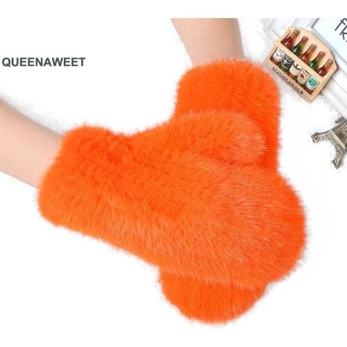 006 2019 New Hot Winter Women Real Mink Fur Gloves Lovely Ladies Genuine Mink Fur Gloves Good Elastic Women Winter Knitted