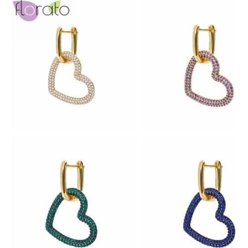 1PC 925 Silver Korean Heart Pendant Exquisite CZ Hoop Earrings Fashion Jewelry For Women Birthday Gifts Luxury Banquets