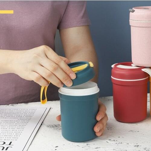 1pcs Wheat Stalks Double-layer Breakfast Cup Creative Lunch Box With Lid Spoon Portable Handy Milk Bottle Kitchen Supplies Tools