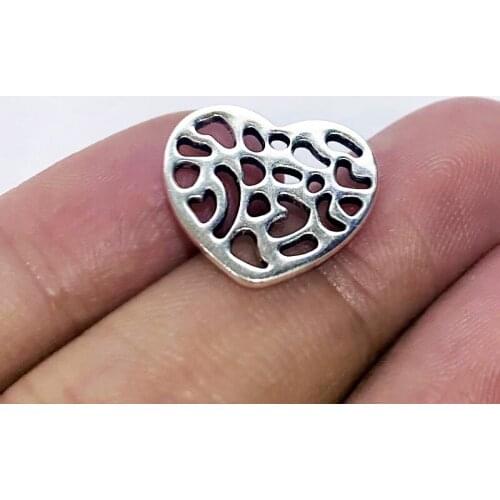 10pcs/Lot 16x18mm Hollow Lovely Heart Charms Tibetan Silver Color Pendant Fit For Jewelry Making Accessories Crafts Wholesale