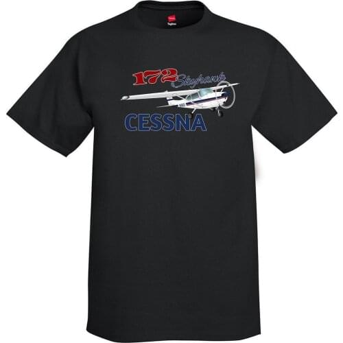 100% Cotton Print Mens Summer O-Neck Cessna 172 Skyhawk (Blue/Red #3) Airplane T-Shirt - Personalized W/ Your N# Tee Shirt