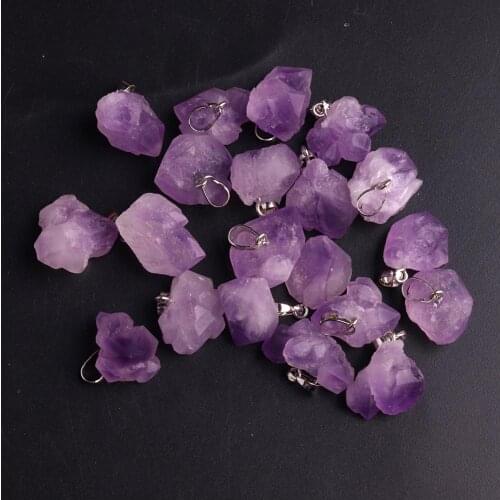 100pcs Natural Stone Amethysts Reiki Point Pendant Randomly Irregular Shaped Beads charms for jewelry making dropship suppliers