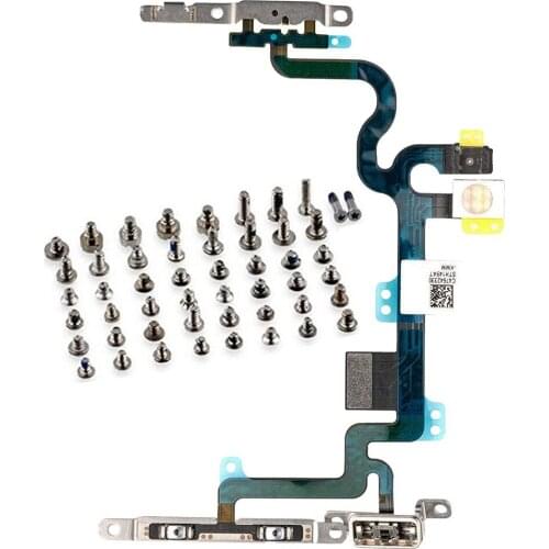 2pcs/set Switch Power and Volume Control Mute Button Connector Flex Cable + full set screws for iPhone 6s mobile phone parts