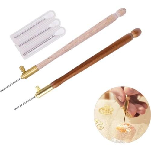 Embroidery Punch Needle with 3 Needles Punch Pen Embroidery Cross Stitch Craft Kit French Crochet for Sewing Knitting