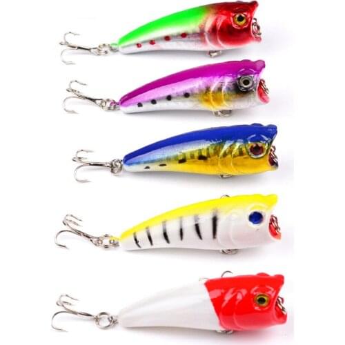 5PCS Popper Minnow Fishing Crankbait Fish Bass lure hook baits 6cm/6.5g