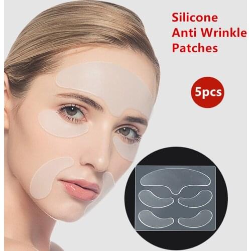 5pcs Silicone Anti Wrinkle Stickers Patch Eye Chin Forehead Skin Care Pads Silicone Reusable Face Overnight Invisible Patches