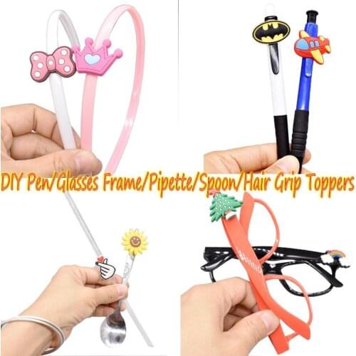 500 PCS Square Soft Plastic Pen Pencil Toppers Glasses Frame Straw Hairwear Headband Ornament DIY Charm Decoration Wrist Strap