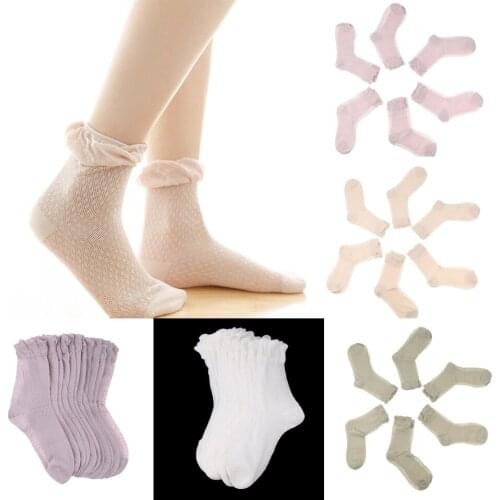6Pairs Casual Summer Cotton Hosiery Fashion Dress Womens Middle Cut Socks