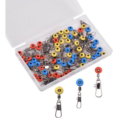 60pcs/Box Fishing Line Sinker Slides Fishing Float Connector Rolling Swivels With Interlock Snaps Fishing Tackles