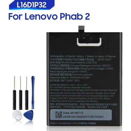 Original Replacement Battery For Lenovo Phab 2 Phab2 670Y PB2-650 PB2-670M PB2-670Y PB2 670N PB2-650M PB2-670N L16D1P32 4050mAh