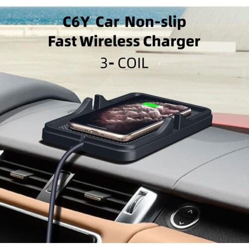 3 coils wireless charger car pad 10W fast qi car charger wireless charging pad for car phone mount GPS stand S10S9NOTE10P30P4