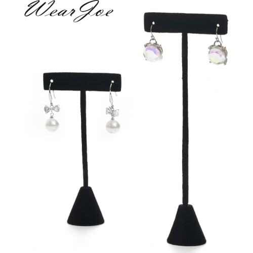 Black Velvet T Bar Drop Earring Stud Display Stand Rack Ear Stud Storage Shelf Long Earrings Hanging Holder Organizer Pedestal