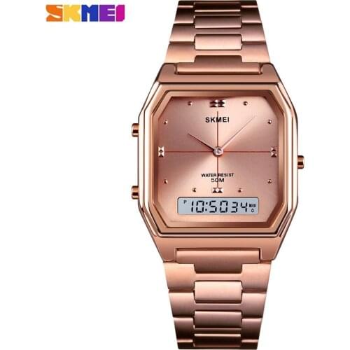 SKMEI Top Brand Luxury Watch Women Ladies Watches Stainless Steel Female Electronic Stopwatch Calendar Clock Quartz Montre Femme