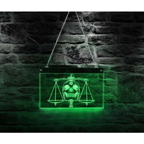 Skull & Scale Rectangle Acrylic Light Board Justice Soul Sacrifice Profound Illuminated Sign Multi-color LED Lighting Wall Art