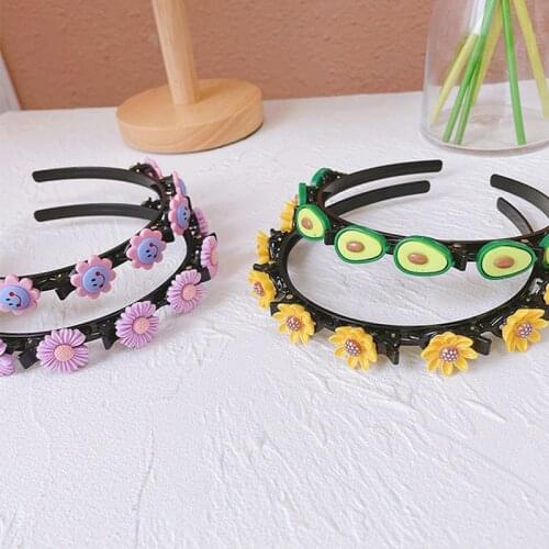 Children Hair Accessories 2021 Fashion New Young Girls Flower Kawaii Sweet Hairstyle Double Bangs Headband with Hairpin Clips