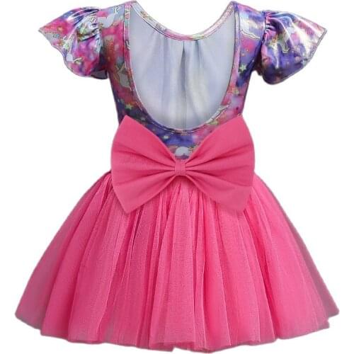 Unicorn Dress Baby Girls Clothes Mesh Role Dance Performance Dresses Toddler Party Evening Bow Gown Birthday Year Princess Dress