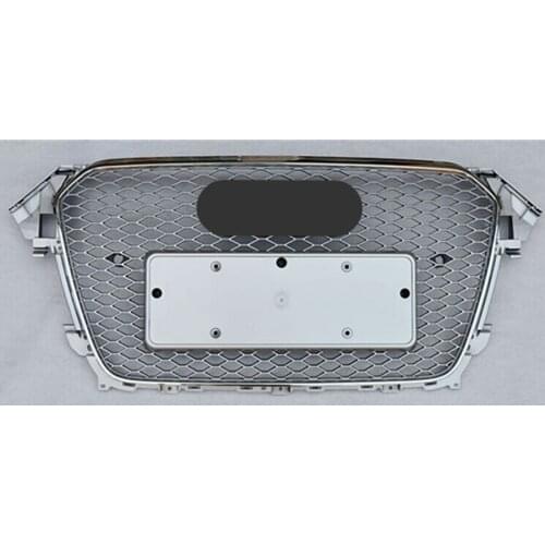 For RS4 Style Front Sport Hex Mesh Honeycomb Hood Grill Silver for Audi A4/S4 B8.5 2013-2016 car-styling accessories