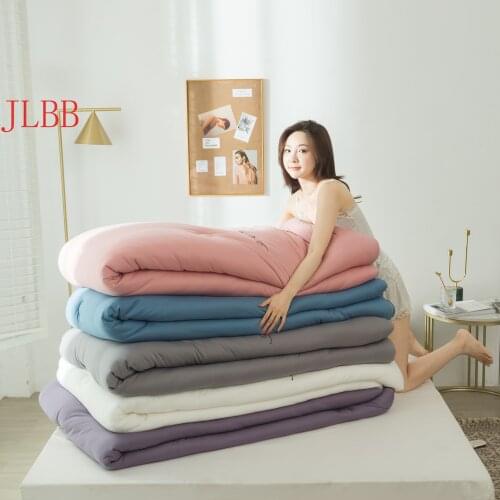 Class A Comforter Cotton Knitted Duvet Thicken Winter Quilt Soft Sleeping Cover Solid Warm Blanket Mite-Proof Antimicrobial 1pc